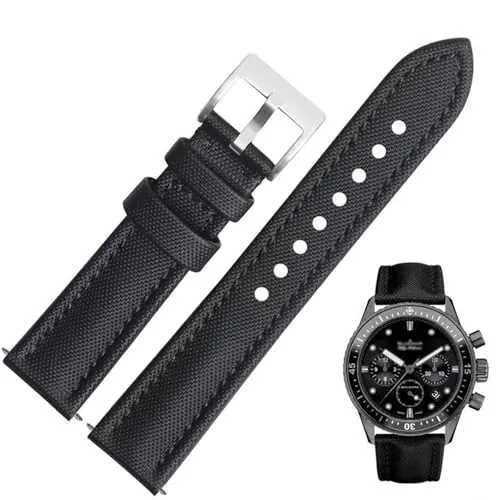 Aoeiwv Correa Reloj Nylon Cuero 18mm 19mm 20mm 21mm 22mm Liberación Rápida impermeable Oxford de Nylon premium Correa Correa de Reloj de Cuero Genuino para Mujeres Hombres