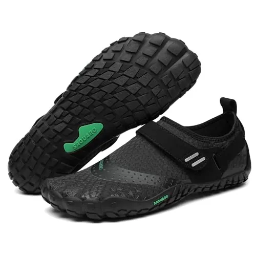 SAGUARO Mujer Hombre Barefoot Zapatillas Minimalistas Zapatillas de Trail Running Antideslizante Calzado Barefoot para Fitness Trekking Gym AC Negro,Gr.39