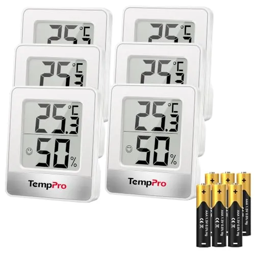 TempPro TP49 6 Piezas de Mini Termómetro y Higrómetro Digital Casa