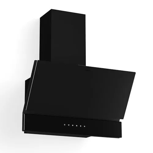Klarstein Velaire Campana Extractora 60 cm - 820 m³/h, Eficiencia A++, LED, Táctil, 3 Velocidades + Boost, Filtro Aluminio & Carbón, Silenciosa, Decorativa, Para Cocina Moderna, Negro