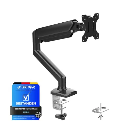 GRIFEMA GB2003-1 Soporte de Monitor con Resorte de Gas para Pantalla de Computadora de 13-32 Pulgadas, Altura Ajustable, VESA 75x75/100x100, Peso 2-9 kg, Negro