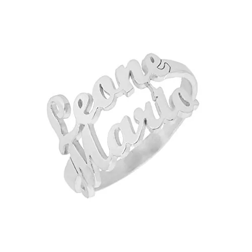 doble aro - Anillo Personalizado con Nombre - Anillo de Plata para Mujer - Anillo hasta 3 Nombres - Modelo Clásico Plata, Plata de Ley 925/1000.