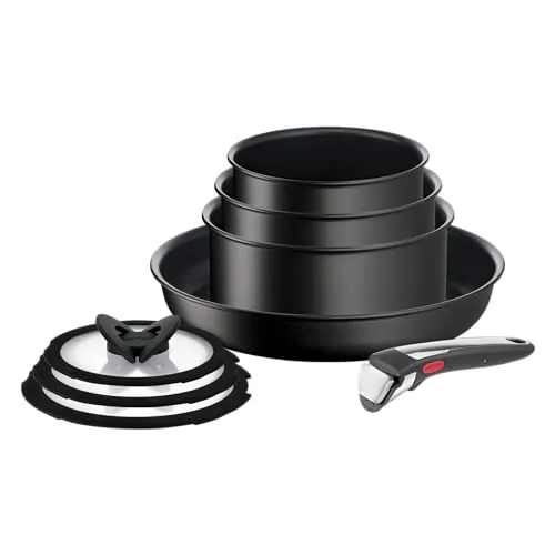 Tefal Ingenio Unlimited On - Juego de 4 Piezas + 4 Accesorios, Aluminio | Sartén 28 cm + 3 Cazos 16/18/20 cm + 4 Acc, Apto inducción y horno, Revestimiento antiadherente titanio, Thermo-Signal