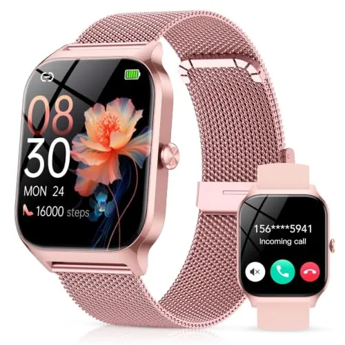 CASCHO Reloj Inteligente Mujer,1.85" HD Smartwatch con Llamadas,120+ Modos Deportes, Monitor Cardiaco y Sueño, Resistente Agua IP68, Whatsapp Llamadas Bluetooth, Regalo Mujer, Android/iOS