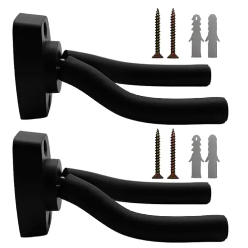 Tioamy Soporte Pared Guitarra 2 Piezas Oporte de Guitarra Guitar Hanger Hakenhalter Wandhalterung Colgador de Guitarra Eléctrica Acustica Tamaño Ajustable Para Colgar Guitarra en Pared o Perchero
