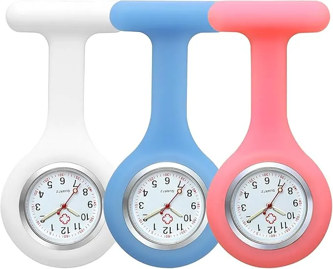 3 relojes de silicona para enfermeras con broche de diseño de control de infecciones, reloj médico duradero, fácil de transportar con pin para profesionales de la salud, enfermeras, médicos