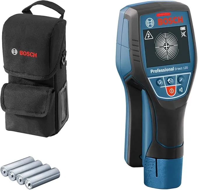 Bosch Professional Detector de Pared D-tect 120 (4 baterías AA x 1,5 V, Profundidad máx. 120 mm, Bolsa Protectora), Blue