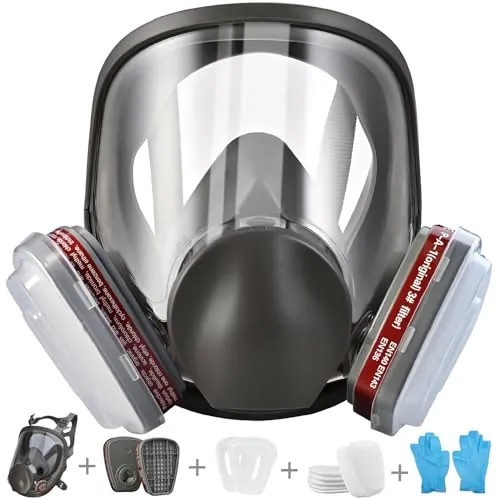 Faburo Respirador Mascarilla Pintura | Mascara de Proteccion Reutilizable para Proteger del Polvo, el Gas, la Pintura, los Vapores Orgánicos y Bricolaje y Herramientas, Gafas y Filtro de Carbon Activo