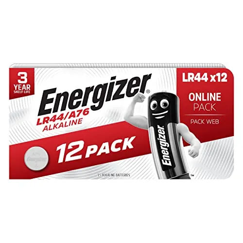 Energizer Pilas LR44 (Paquete de 12) - A76 Baterías de Botón - 1,5V