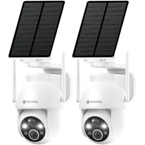 YESYAMO 2 Unidades 2 K Camara Vigilancia WiFi Exterior Solar