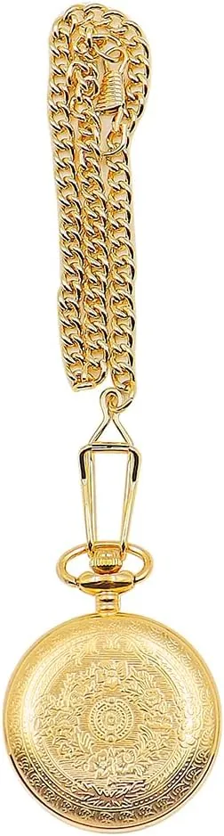 Reloj de Bolsillo Vintage, Reloj de Bolsillo de Cuarzo Retro, Reloj de Cadena Antigua Dorada con números Romanos para Mujeres, Hombres, Padre, Abuelo, cumpleaños