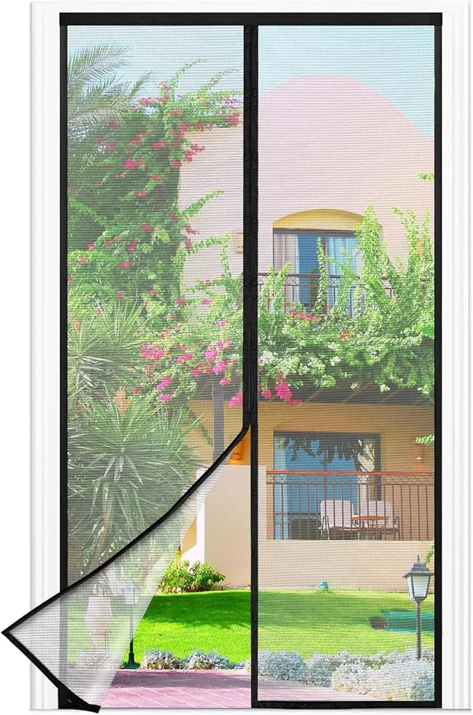 Mosquitera Puerta Magnetica - 100 x 200 CM - Negro, Mosquiteras para Puertas, Cierre Magnético de Arriba a Abajo, Automáticamente,Mantiene el Aire Fresco
