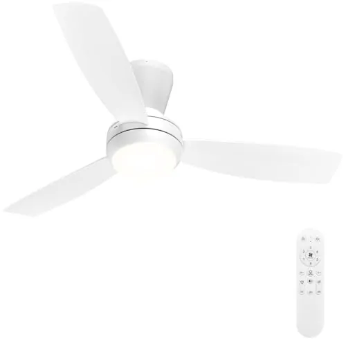 Airwit Ventilador de Techo con Luz 106cm, montaje rápido, silencioso | Aspas encajables sin herramientas, 3 aspas, 6 velocidades, motor BLDC reversible, luz regulable, 3 tonos, temporizador 1/2/4h