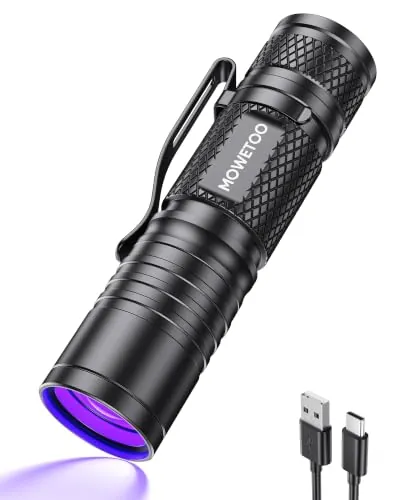 MOWETOO Linterna Ultravioleta Recargable, 395 nm Mini UV Flashlight