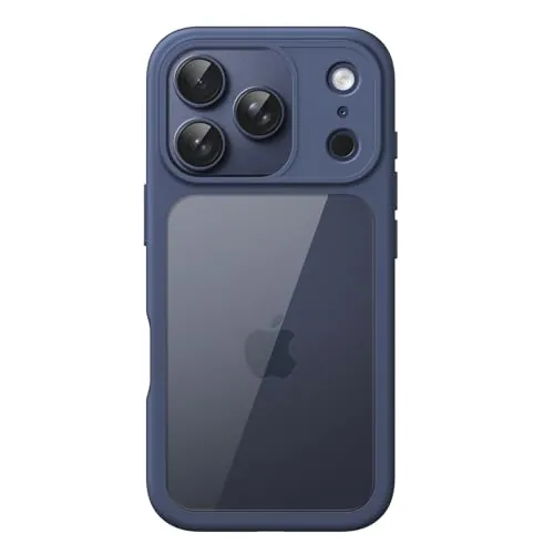 JETech Funda para iPhone 17 Pro, Azul Oscuro | Marco TPU Mate de Color Liso, Resistente a Arañazos, Carcasa con Parte Trasera Transparente