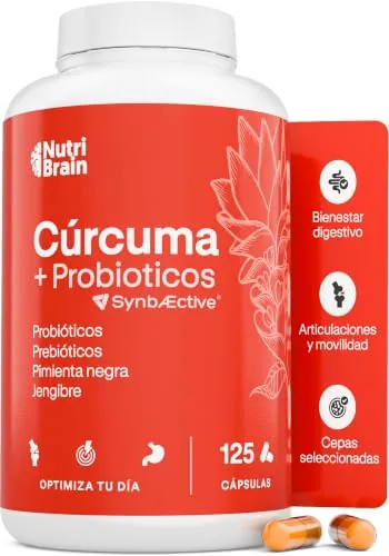 Cúrcuma con Jengibre, Pimienta Negra y Probióticos, 10.300mg, 125 Cápsulas
