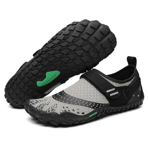 SAGUARO Mujer Hombre Barefoot Zapatillas Minimalistas Zapatillas de Trail Running Antideslizante Calzado Barefoot para Fitness Trekking Gym AC Gris,Gr.44