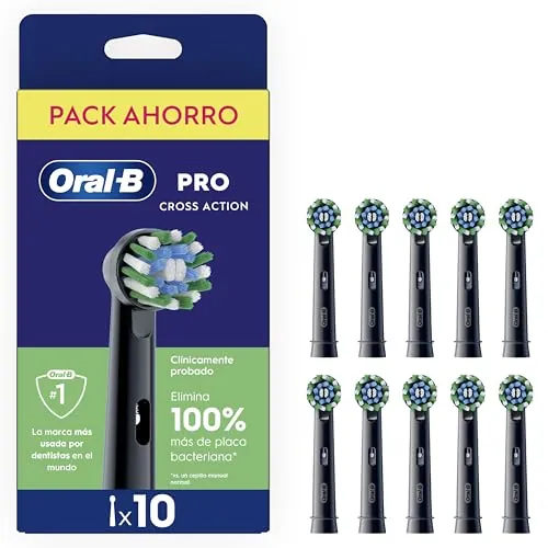 Oral-B Pro CrossAction Cabezales de Recambio Originales, Negro, Pack de 10