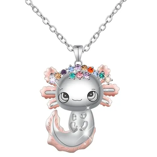 Aleación Collar de Ajolote de Cristal - Moderno Colgante Salamandra, Regalo Ideal para Niños y Niñas, Perfecto para Cumpleaños, Navidad y Graduación