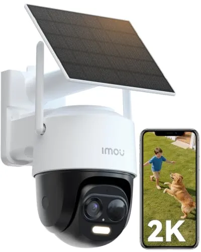 Imou 2K Cámara Vigilancia WiFi Exterior Solar, Cámara Sin Cable de Batería Duración de 365 Días de 5000mAh, Visión Nocturna en Color, Detección de Humana, Cell PT 2C 3MP y Panel Solar