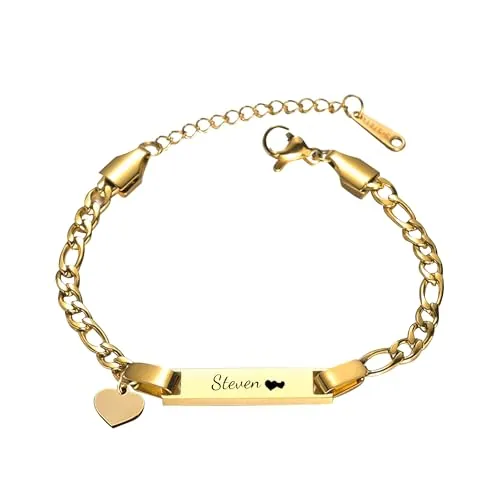 GROBTE Personalizada Pulsera Del Nombre Del Bebé Ajustable De Acero Inoxidable Personalizado Nombre Id Bar Niño Pulsera Personalizada Recién Nacido Regalo De Cumpleaños