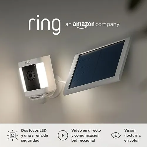 Ring cámara Plus con luces solar (Spotlight Cam Plus) | Cámara de vigilancia exterior HD wifi con comunicación bidireccional, visión nocturna y focos LED | 30 días gratis de Ring Home | 2 Cámaras