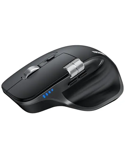TECKNET Ratón Inalámbrico Bluetooth con Rueda Lateral, Recargable, Negro