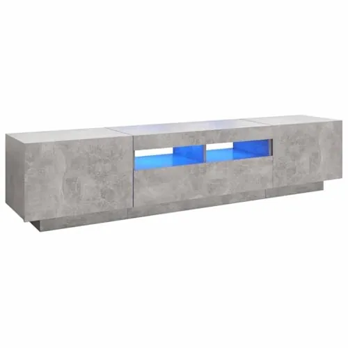 vidaXL Mueble para TV con Luces LED Gris hormigón 180x35x40 cm
