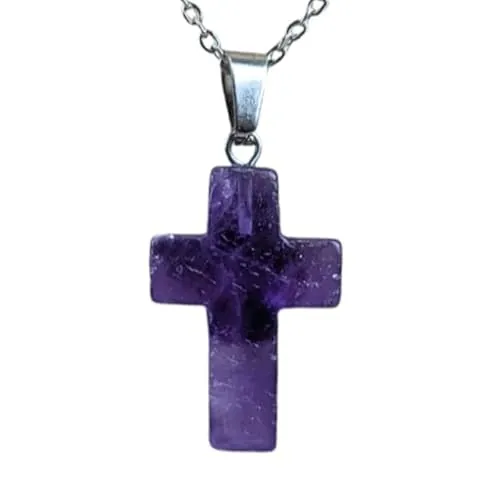 TENET - Colgante en forma de cruz de piedra dura natural con cadena de acero, x, Acero inoxidable