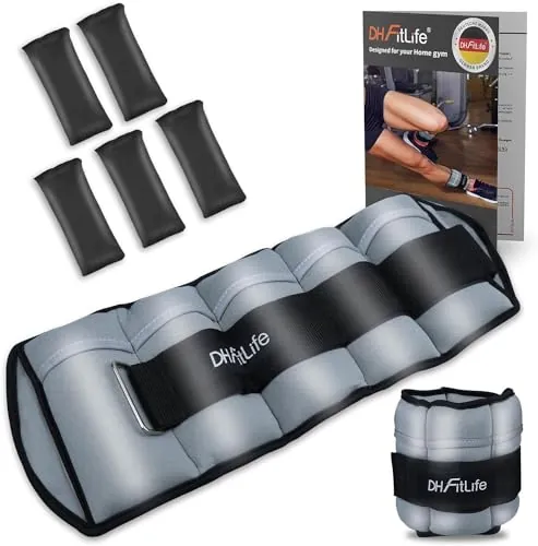 DH FitLife Juego de 2 pesas para tobillo, con pesos ajustables para piernas y brazos, 2 variaciones, 2,5 kg y 4,5 kg, pesas para tobillo, para entrenamiento de fuerza
