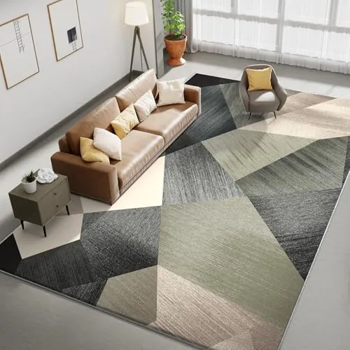 HOMFINE Alfombra Salon 120x170cm Moderna Lavable en Lavadora Verde