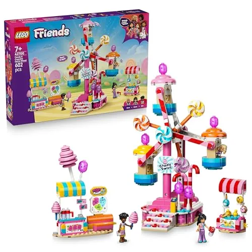 LEGO Friends Noria: Cupcakes y Golosinas – Juguete Interactivo con Juegos de Feria, Atracciones, 3 Mini Muñecos y Accesorios – Regalo de Cumpleaños para Niñas de 7+ Años – 42700