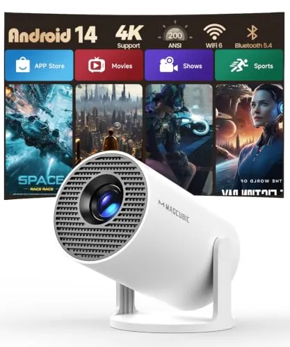 Magcubic Mini Proyector Portátil 4K Soporte [App Integrada] Android 14