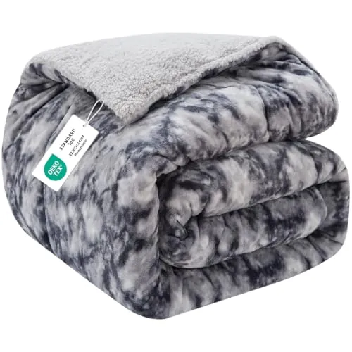 CHOSHOME Manta Sherpa Sofá Invierno - Mantas Franela para Cama | Gris Tie-Dye,230X270CM, Mantas Grande Suave y Cálida para Sofá, Manta Caliente de Lana de Cordero Reversible Suave, Acogedor