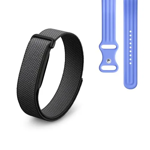 Google Fitbit Air - Pulsera de Actividad sin Pantalla con monitorización de la Actividad física - Compatible con iOS y Android - Obsidiana + Correa Deportiva de Fitbit Air - Lavanda, Grande