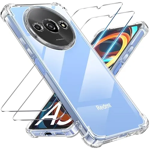 Tentoki Funda para Xiaomi Redmi A3 / Poco C61, 2 Piezas Cristal Templado