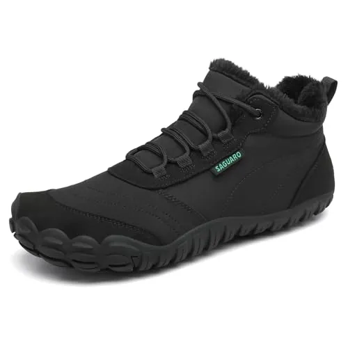 SAGUARO Botas Mujer Invierno Botines Hombre Cálido Botas para Nieve Botines Outdoor Barefoot Zapatos Invierno Zapatillas Minimalistas Negro,EU Gr.39