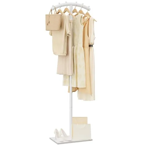 ENUMAIL Perchero de Pie Metálico en Forma de T,175cm Perchas,Blanco