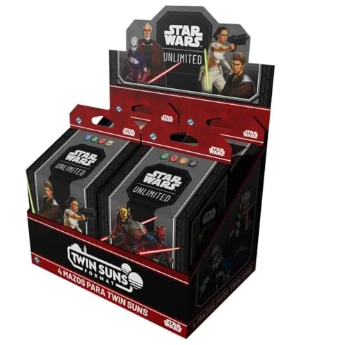Asmodee Star Wars: Unlimited TCG, Twin Suns Display DE MAZOS | 4 mazos multijugador preconstruidos de 80 Cartas, Contenido Exclusivo, A Partir de 12 años, 2-4 Jugadores, 20 min, Español