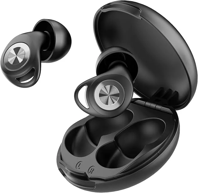 Tapones Oidos Ruido Dormir,45dB Tapones Oidos Cancelacion de Ruido Protección Auditiva para Dormir/Concentración/Conciertos, con 8 Reutilizable Puntas(XS/S/M/L) y Estuche Negro