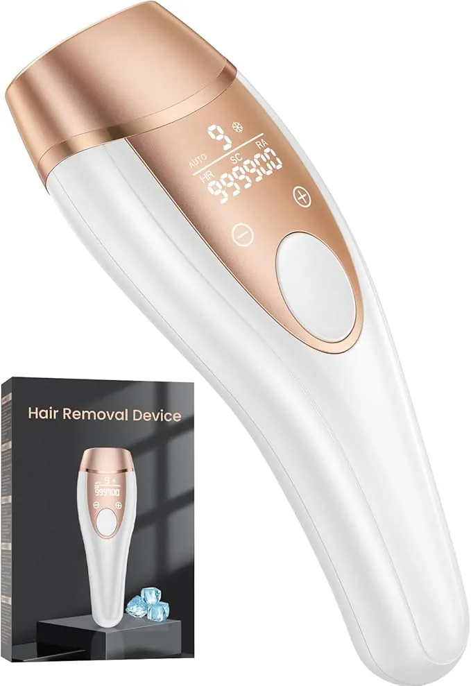 21J Depiladora Laser Indolora con Función De Refrigeración, Depiladora Luz Pulsada 9 Niveles de Energía, Maquina Laser Depilacion Casa para Rostro, Bikini y Cuerpo, Blanco