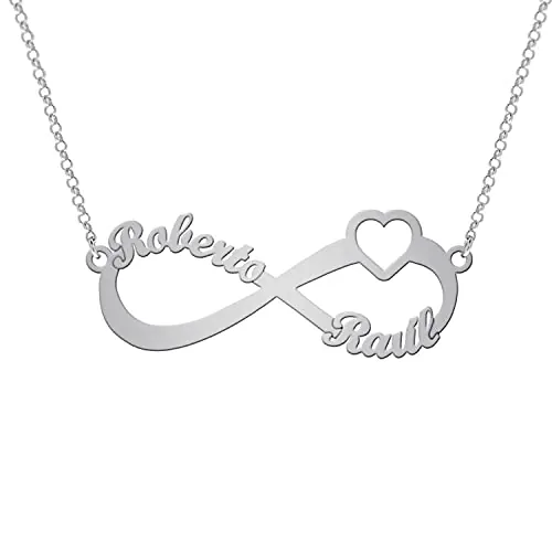 Colgante Infinito Personalizado con Nombres Familia - Collar Plata Chapada Mujer Hijos, Nietos - Gargantilla para regalar a Mama, Novia, Pareja - Regalo Día Madre, de los Enamorados (Oro, 2 Nombres)