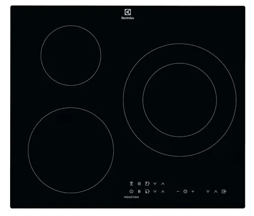 Electrolux LIT60336 Placa Inducción, Biselada, 60 cm, Extraplana de 3 Zonas, Función Puente, Calentamiento Rápido Automático, Conexión con Campana Compatible, Temporizador, Control Táctil, Negro