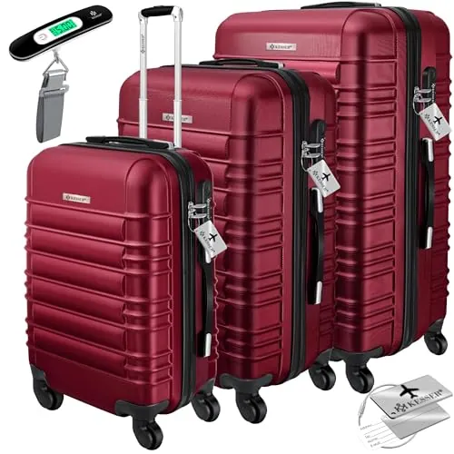 KESSER® Juego de 3 Maletas rígidas, Maleta rígida, Maleta de Viaje, Incl. báscula de Equipaje + Etiqueta de Equipaje, Maleta rodante, Cerradura, 4 Ruedas ABS, Carcasa rígida, asa telescópica M-L-XL