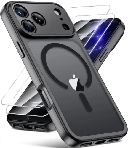 FLLAO Funda para iPhone 18 Pro / 17 Pro 6.3', Compatible con MagSafe, Negro