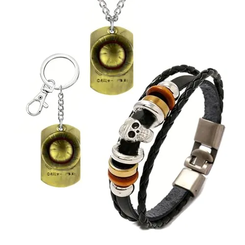 UoYu TFYU Anime OP. Juego de joyas para cosplay, collar con colgante de caricatura, llavero de dibujos animados, pulsera de esqueleto con calcomanías, total de 23 piezas