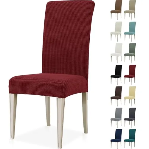 Ystyle Fundas Sillas De Comedor Pack 4, Fundas para Sillas Ajustables, Funda para Sillas Elástica, Cubre Funda Protectora Sillas Lavables para Banquetes Hogar Restaurante Hotel, Burdeos