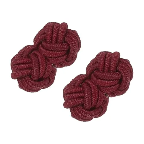 PATIKIL Gemelos De Nudo De Seda, Gemelos De Camisa De Tela Elástica, Accesorios De Vestir De Nudo Retorcido Para Hombres, Mujeres, Negocios, Regalo, Boda, Rojo Vino