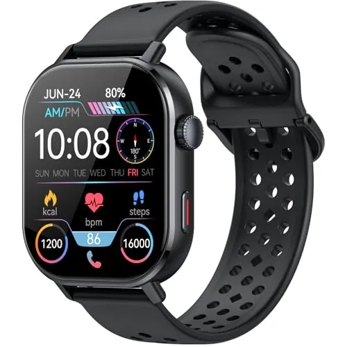 Reloj Inteligente Hombre Mujer, GPS Smartwatch Militares 2.06" AMOLED Llamadas Bluetooth 178+ Modos Deportivos, Monitor de Sueño/Podómetro/Pulsómetro, Resistencia al Agua 5ATM, para Android iOS Negro