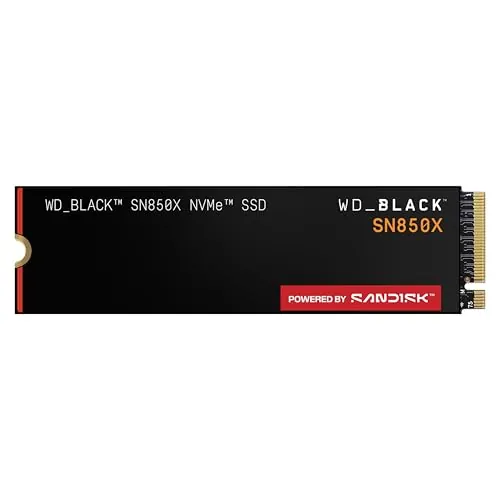 WD_BLACK SN850X NVMe SSD 1TB (Velocidades de lectura hasta 7300 MB/s, escritura 6300 MB/s, M.2 2280, PCIe Gen 4, SSD para Juegos internos, SSD de alto rendimento) POWERED BY SANDISK
